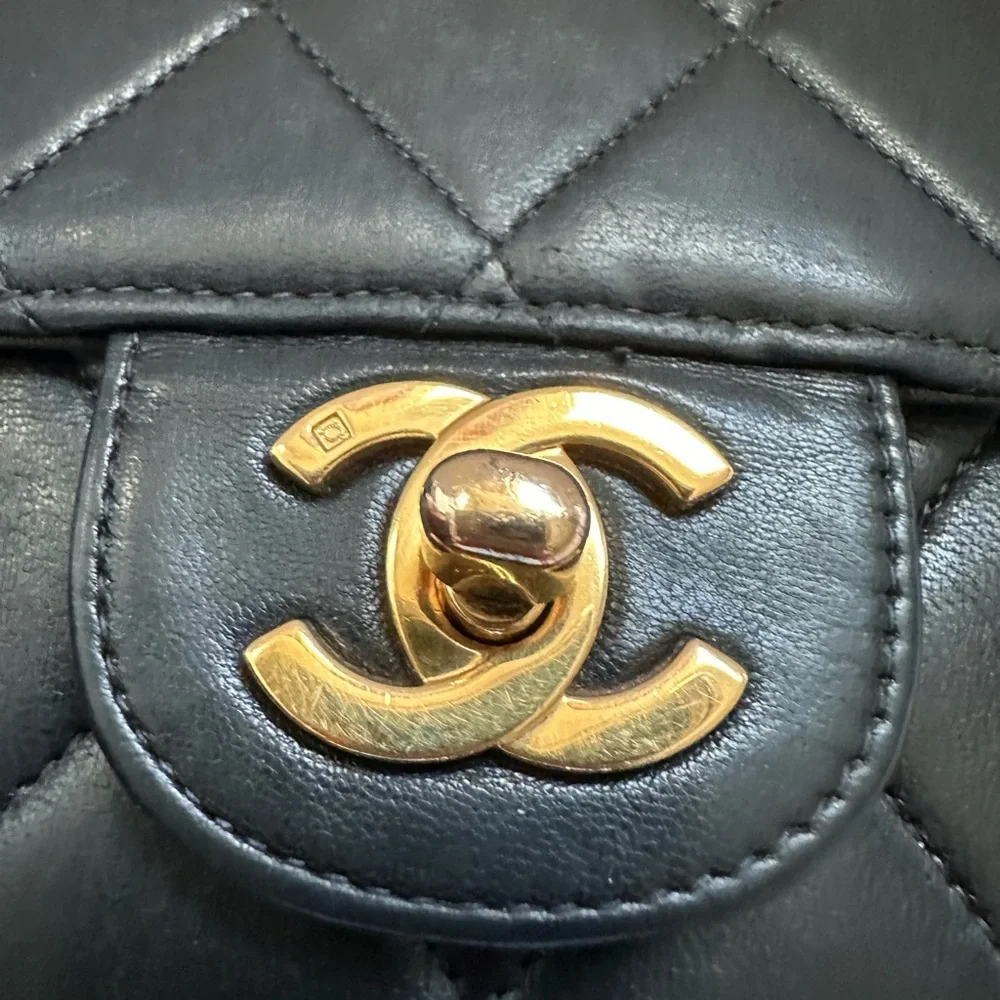 Chanel Black Jumbo Quilted Shoulder Bag with Gold Chain